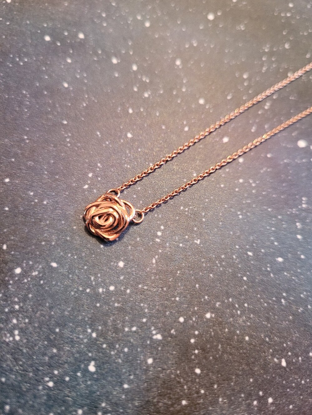 Rose Gold Wire Rose Pendant Necklace